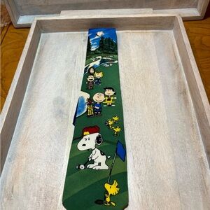 Peanuts birdie on the green snoopy Golf Tie Woodstock Charlie Brown 100% silk